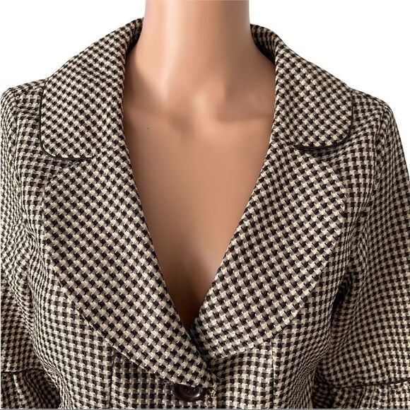 Courtenay Brown Checkered 3-Button Top Size 12 - Picture 5 of 14